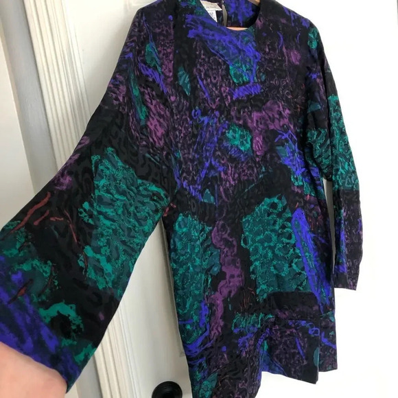 𝅺S•I•L•K•S  by St. Gillian 100% silk vintage MCM Art Deco oversized blouse  6 - Picture 5 of 12